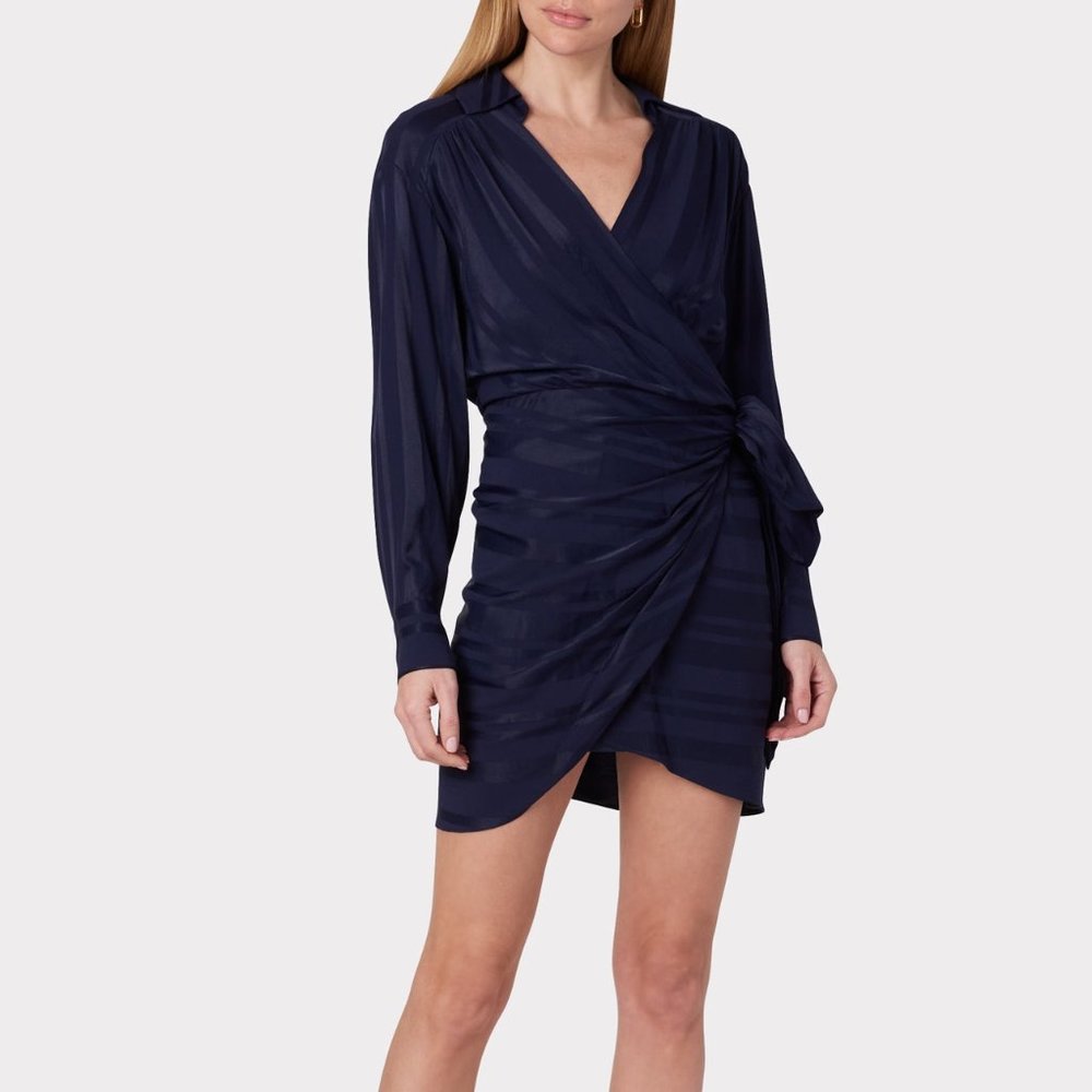 Milly : Jordan Striped Satin Dress : Navy : Small